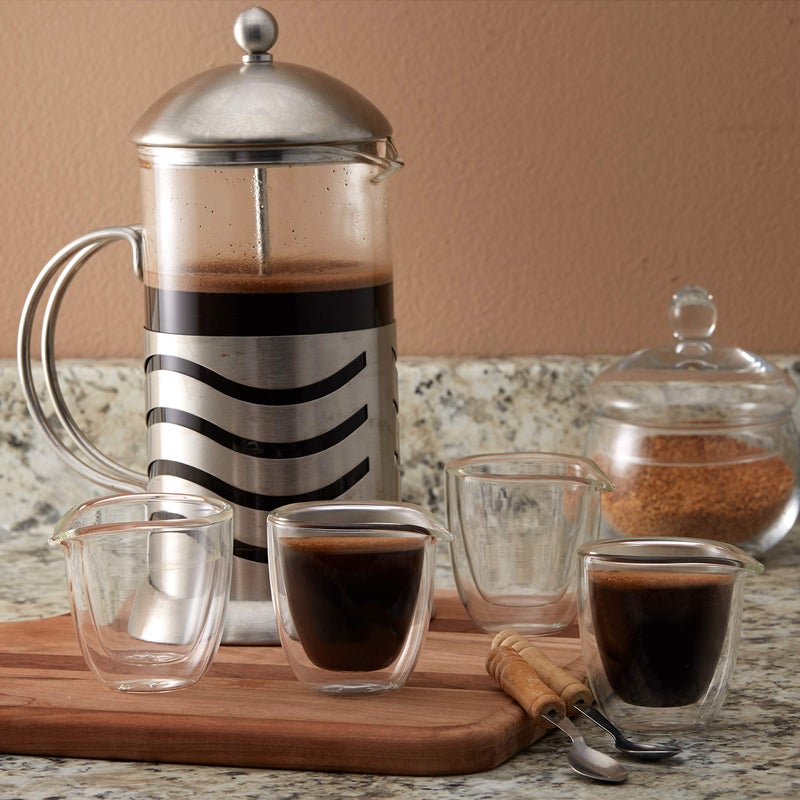 Evaryl Pouring Espresso Cups Set of 4 - Glass Espresso Cup Shot Glass with Spout 2.7 OZ - Double Espresso Cups - Small Doppio Double Walled Clear Espresso Cup - Expresso Coffee Cup - Espresso Accessories - Image 4